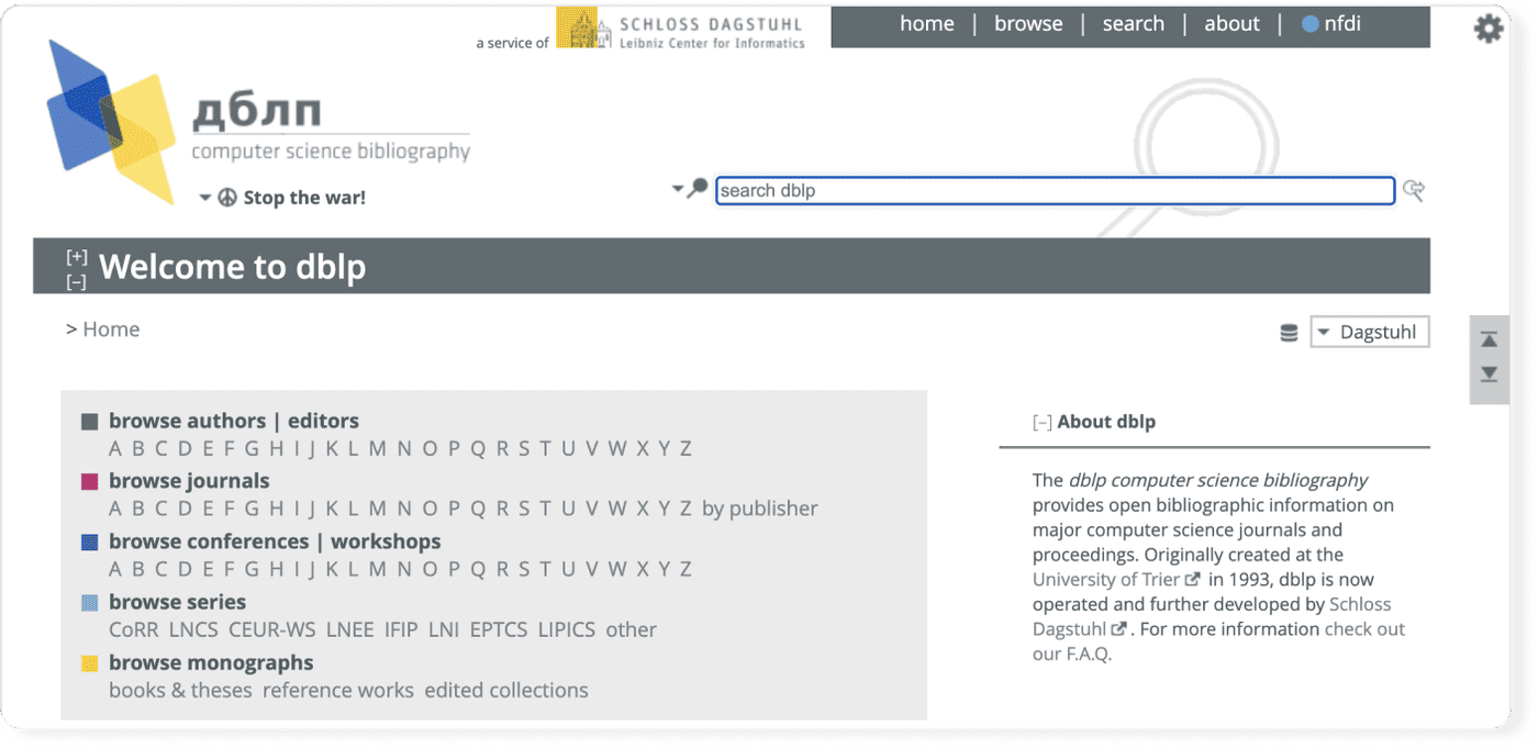 Search interface of dbpl